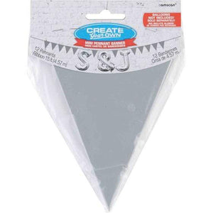 Amscan_OO Decorations - Banners, Flags & Streamers Silver Mini Paper Pennant Banner