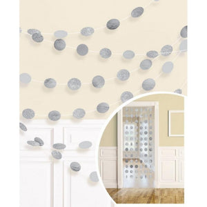 Amscan_OO Decorations - Banners, Flags & Streamers Silver Orange Glitter Round String Decorations 2m 6pk