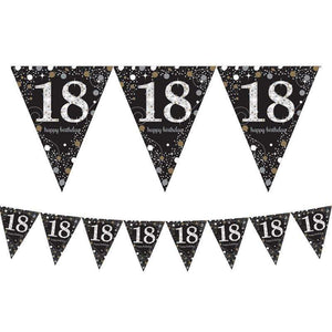 Amscan_OO Decorations - Banners, Flags & Streamers Sparkling Celebration 18th Prismatic Plastic Pennant Banner 4m x 20cm Each