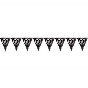 Amscan_OO Decorations - Banners, Flags & Streamers Sparkling Celebration 60th Prismatic Plastic Pennant Banner 4m x 20cm Each