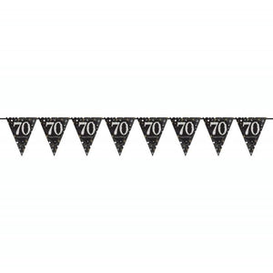 Amscan_OO Decorations - Banners, Flags & Streamers Sparkling Celebration 70th Prismatic Plastic Pennant Banner 4m x 20cm Each