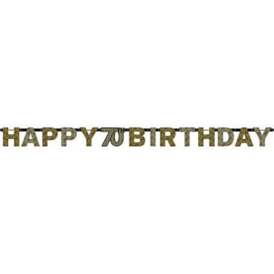 Amscan_OO Decorations - Banners, Flags & Streamers Sparkling Celebration Happy Birthday 70th Prismatic Letter Banner Each