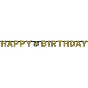 Amscan_OO Decorations - Banners, Flags & Streamers Sparkling Celebration Happy Birthday Prismatic Letter Banner 2.13m x 17cm Each