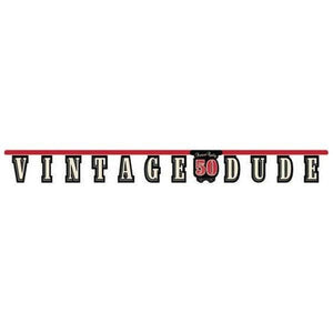 Amscan_OO Decorations - Banners, Flags & Streamers Vintage Dude 50th Birthday Jointed Banner 18cm x 1.7m Each