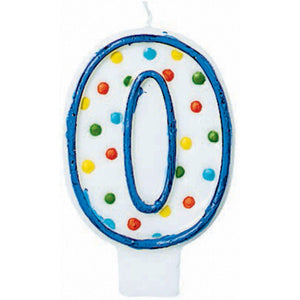 Amscan_OO Decorations - Cake Decorations - Candles #0 Polka Dots Flat Candle Each