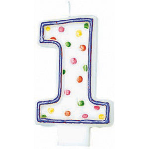 Amscan_OO Decorations - Cake Decorations - Candles #1 Polka Dots Flat Candle Each