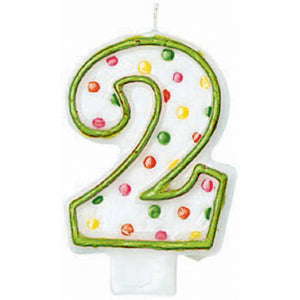 Amscan_OO Decorations - Cake Decorations - Candles #2 Polka Dots Flat Candle Each