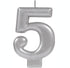 #5 Silver Metallic Numeral Moulded Candle 8cm Each