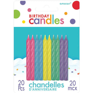 Amscan_OO Decorations - Cake Decorations - Candles Assorted Pastel Spiral Candles 20pk