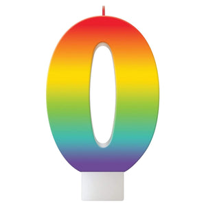Amscan_OO Decorations - Cake Decorations - Candles Birthday Celebration Rainbow Candle Number 0 Each