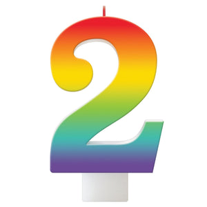 Amscan_OO Decorations - Cake Decorations - Candles Birthday Celebration Rainbow Candle Number 2 Each