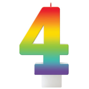 Amscan_OO Decorations - Cake Decorations - Candles Birthday Celebration Rainbow Candle Number 4 Each
