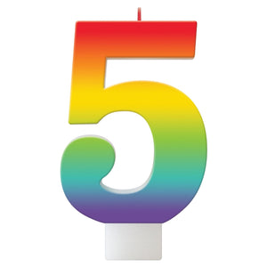 Amscan_OO Decorations - Cake Decorations - Candles Birthday Celebration Rainbow Candle Number 5 Each