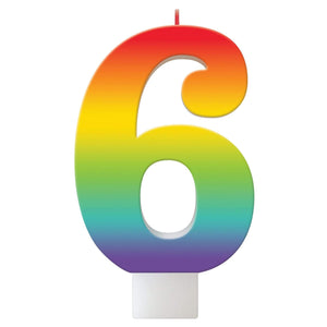 Amscan_OO Decorations - Cake Decorations - Candles Birthday Celebration Rainbow Candle Number 6 Each
