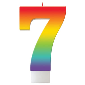 Amscan_OO Decorations - Cake Decorations - Candles Birthday Celebration Rainbow Candle Number 7 Each