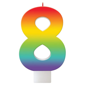 Amscan_OO Decorations - Cake Decorations - Candles Birthday Celebration Rainbow Candle Number 8 Each