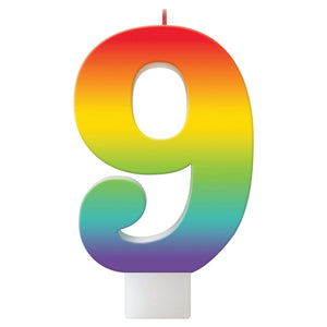Amscan_OO Decorations - Cake Decorations - Candles Birthday Celebration Rainbow Candle Number 9 Each