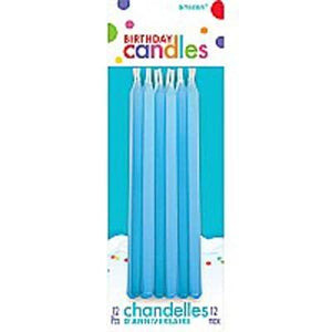 Amscan_OO Decorations - Cake Decorations - Candles Blue Birthday Taper Candles 12pk