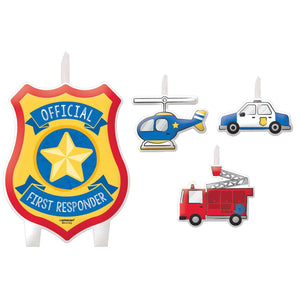 Amscan_OO Decorations - Cake Decorations - Candles First Responders Candle Set 4pk