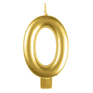 Decorations - Cake Decorations - Candles Gold #0 Numeral Moulded Candle 8cm Each