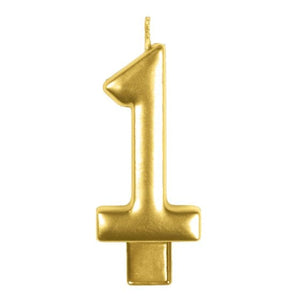 Decorations - Cake Decorations - Candles Gold #1 Numeral Moulded Candle 8cm Each
