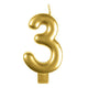 Decorations - Cake Decorations - Candles Gold / 3 Numeral Moulded Candle 8cm Each