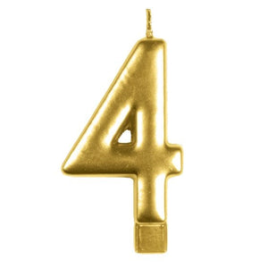 Decorations - Cake Decorations - Candles Gold #4 Numeral Moulded Candle 8cm Each