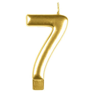 Decorations - Cake Decorations - Candles Gold #7 Numeral Moulded Candle 8cm Each