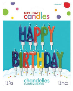 Amscan_OO Decorations - Cake Decorations - Candles Happy Birthday Letter Candles Multi-Coloured 13pk