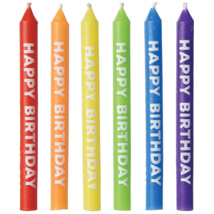 Amscan_OO Decorations - Cake Decorations - Candles Happy Birthday Rainbow Candles 8cm 12pk
