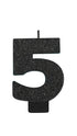 Numeral Glitter Black #5 Candle 8cm Each
