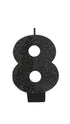 Numeral Glitter Black #8 Candle 8cm Each