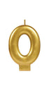 Numeral Metallic Gold #0 Candle 8cm Each