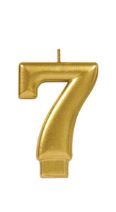 Amscan_OO Decorations - Cake Decorations - Candles Numeral Metallic Gold #7 Candle 8cm Each