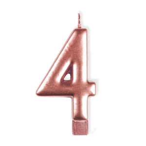 Decorations - Cake Decorations - Candles Rose Gold #4 Numeral Moulded Candle 8cm Each