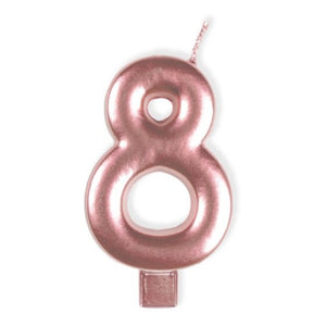 Decorations - Cake Decorations - Candles Rose Gold #8 Numeral Moulded Candle 8cm Each