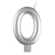 Decorations - Cake Decorations - Candles Silver / 0 Numeral Moulded Candle 8cm Each