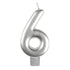 Silver #6 Numeral Moulded Candle 8cm Each