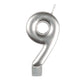 Decorations - Cake Decorations - Candles Silver / 9 Numeral Moulded Candle 8cm Each