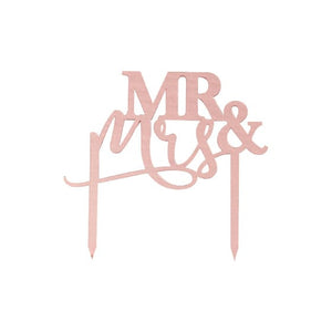 Decorations - Cake Decorations - Toppers & Banners A Touch of Pampas Rose Gold Acrylic Mr and Mrs Cake Topper 15cm x 16cm Each