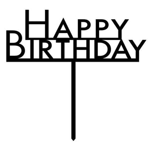 Decorations - Cake Decorations - Toppers & Banners Black Acrylic Happy Birthday Cake Topper Pick Each