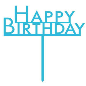 Decorations - Cake Decorations - Toppers & Banners Caribbean Blue Happy Birthday Cake Topper Pick Each