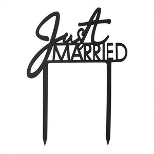 Decorations - Cake Decorations - Toppers & Banners Contemporary Wedding Black Acrylic Just Married Wedding Cake Topper 16.5cm x 12cm Each