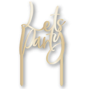 Decorations - Cake Decorations - Toppers & Banners Gold Acrylic Let's Party Cake Topper Pick Each