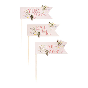 Amscan_OO Decorations - Cake Decorations - Toppers & Banners Lets Par Tea Cupcake Toppers Floral Food Pick 11cm x 7cm 12pk