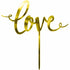 Love Gold Mirrored Plastic Cake Topper 16cm Each