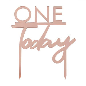 Decorations - Cake Decorations - Toppers & Banners Mix It Up Rose Gold One Today Cake Topper 11cm x 10cm Each