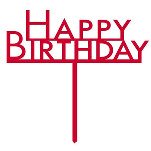 Decorations - Cake Decorations - Toppers & Banners Red Happy Birthday Cake Topper Pick Each