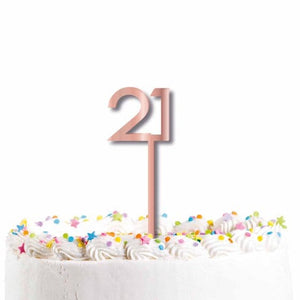 Decorations - Cake Decorations - Toppers & Banners Rose Gold Acrylic 21 Cake Topper Pick Each