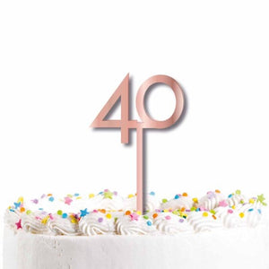 Decorations - Cake Decorations - Toppers & Banners Rose Gold Acrylic 40 Cake Topper Pick Each